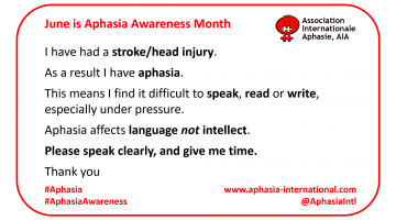 Aphasia Awareness Month, June 2020
